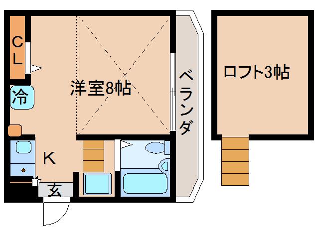 シティパレス21奈良町P-II(ワンルーム/1階)の間取り写真