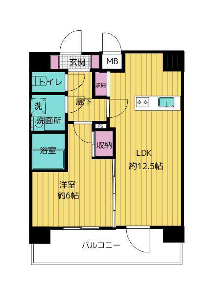 レガシア目黒リバーコート(1LDK/7階)の間取り写真
