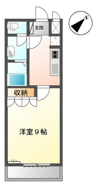 メルヴェール知手(1K/1階)の間取り写真