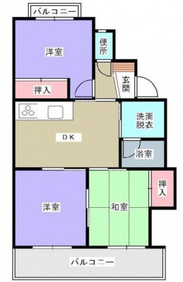 西本浦奥田ビル(3DK/2階)の間取り写真