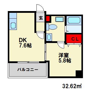 RENGE HOUSE(1DK/4階)の間取り写真