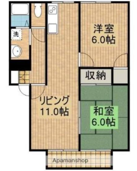 フルーツバスケット(2LDK/2階)の間取り写真