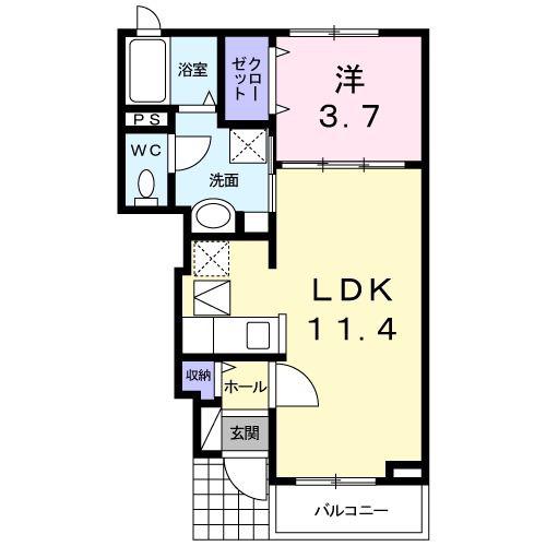 チェリッシュ(1LDK/1階)の間取り写真
