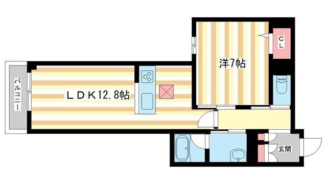 ジェイエイチエスプレミア学園前(1LDK/1階)の間取り写真