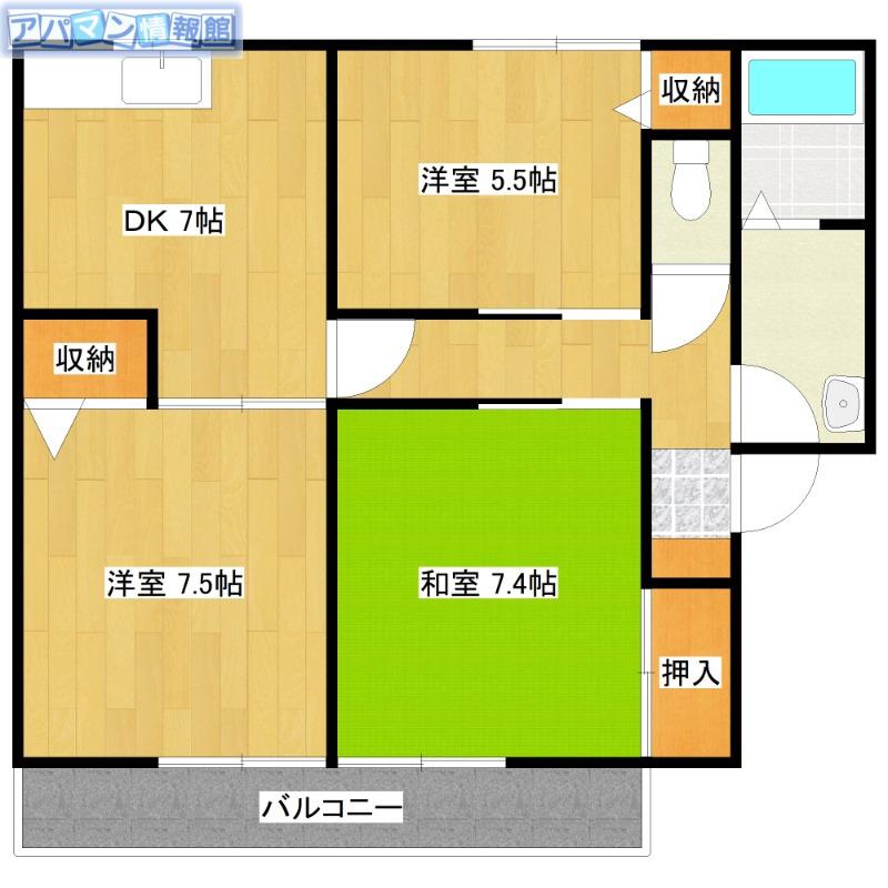 メゾンディアス(3DK/2階)の間取り写真