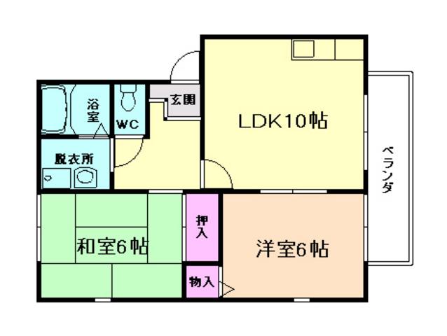 ツインタウン芳仙(2LDK/1階)の間取り写真