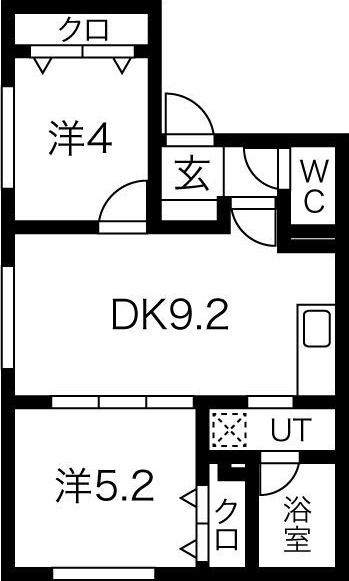 ミラネーゼ大通東 南館(2LDK/2階)の間取り写真