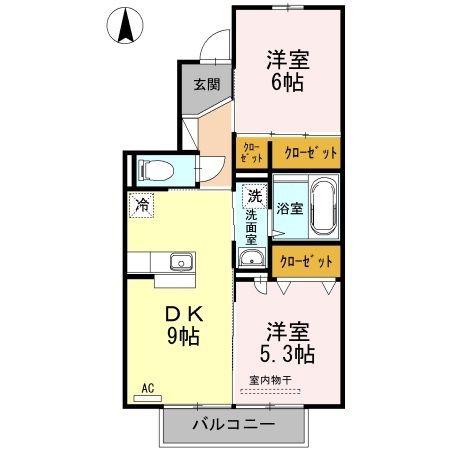 クレール泉(2DK/2階)の間取り写真