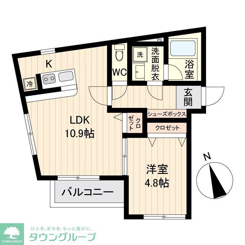 LIVEFLAT戸越(1LDK/4階)の間取り写真