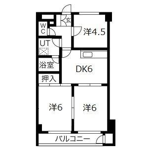ライオンズマンション下山手第2(3DK/2階)の間取り写真