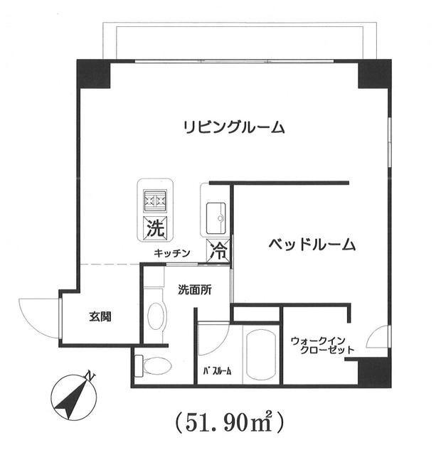 東麻布アパートメント(1LDK/9階)の間取り写真