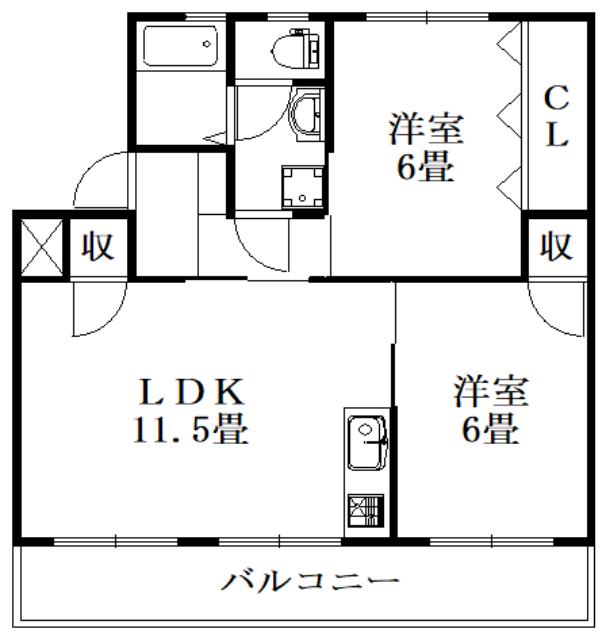 佐藤ハイツ(2LDK/1階)の間取り写真