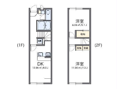 レオパレスアビテ湘南(2DK/1階)の間取り写真