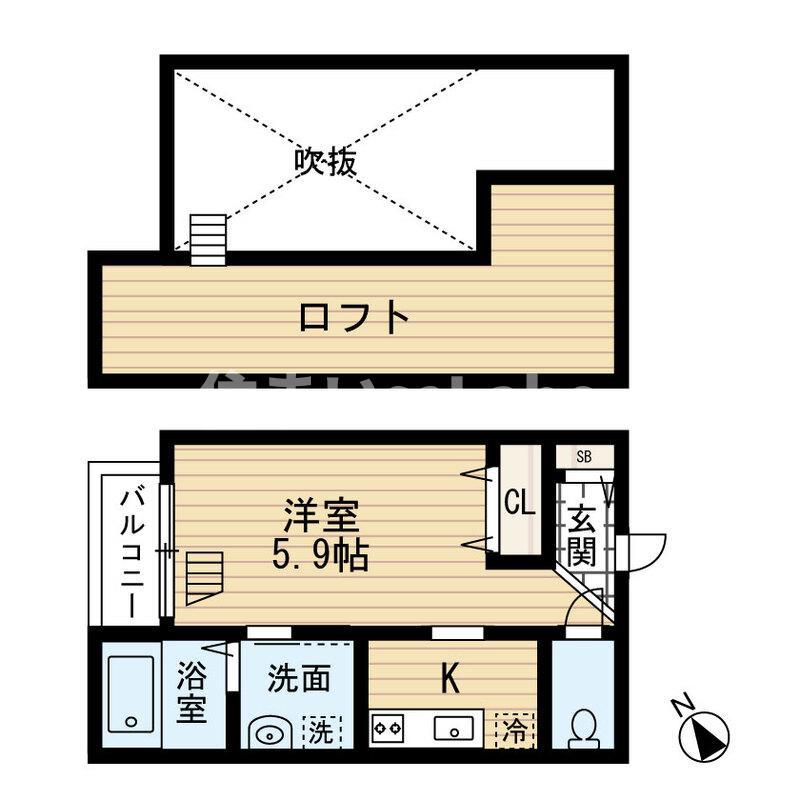 カーサ箱崎(1K/1階)の間取り写真