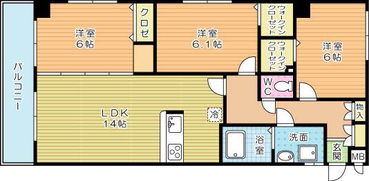 ファミール守恒(3LDK/10階)の間取り写真
