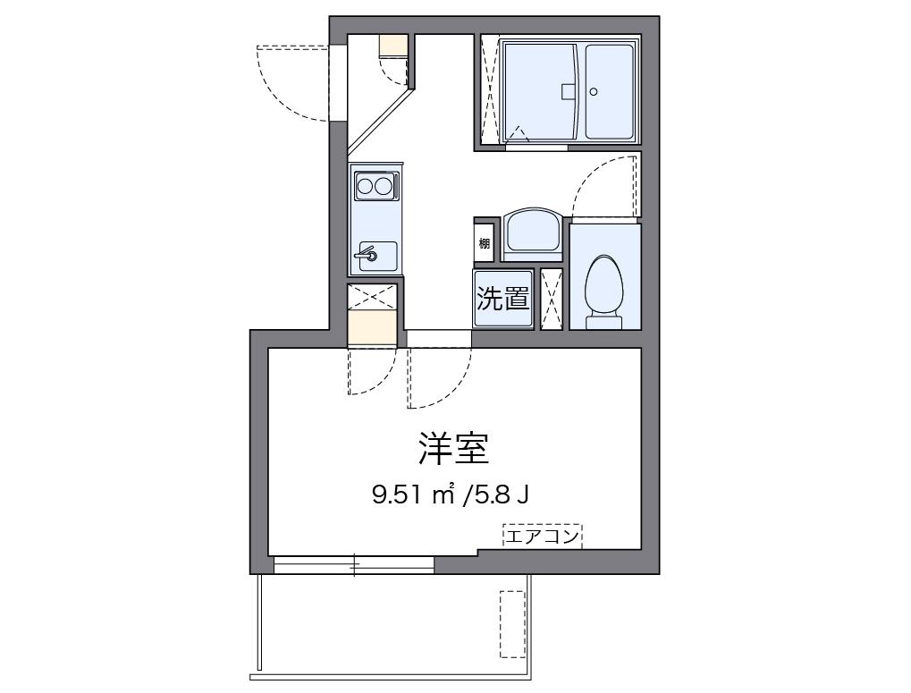 クレイノKOMOHANA(1K/1階)の間取り写真