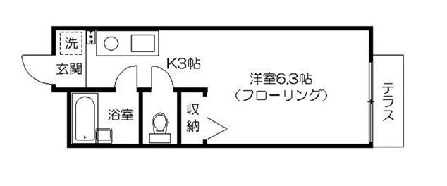 大島アパート(ワンルーム/1階)の間取り写真