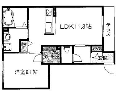 シャーメゾン大観町(1LDK/1階)の間取り写真