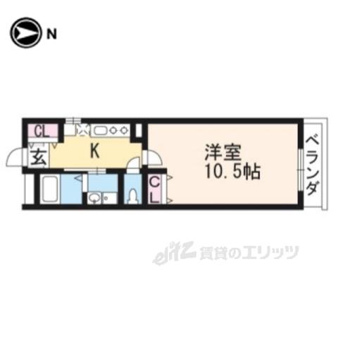 グランレブリー御所西Ⅱ(1K/5階)の間取り写真