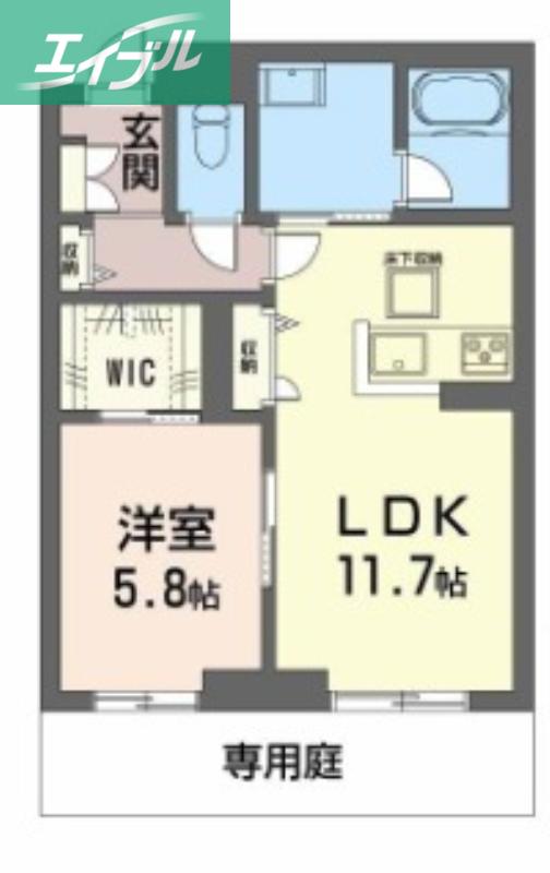グランフィール(1LDK/1階)の間取り写真