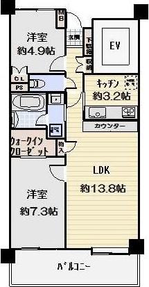 ガーデンハイツ調布・柴崎(2LDK/2階)の間取り写真