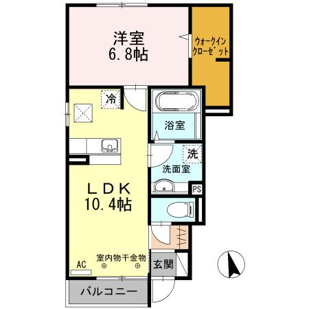 AMBER 結(1LDK/1階)の間取り写真