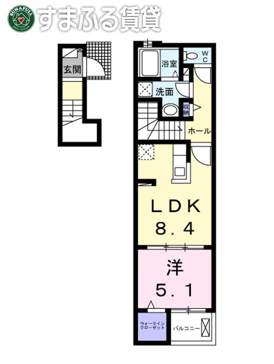 サンシャインヒル細川(1LDK/2階)の間取り写真