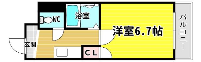 ベルフレージュ北堀江(1K/5階)の間取り写真