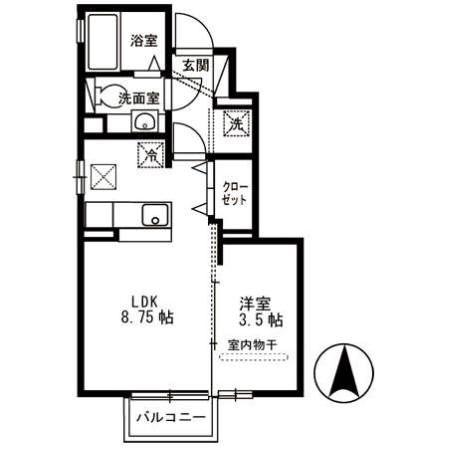 サニーフラット(1LDK/1階)の間取り写真