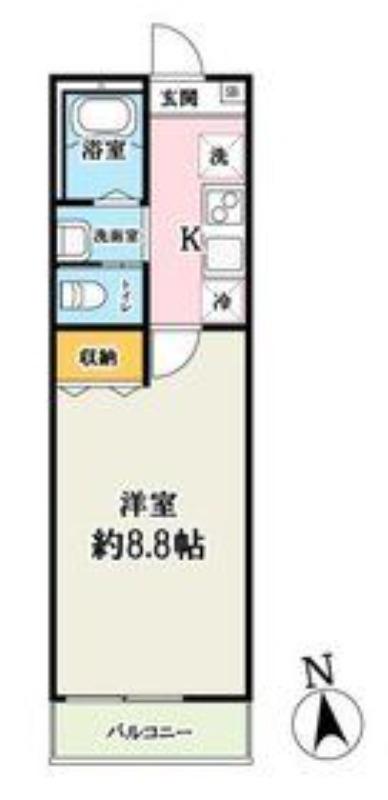 ベストみずほ台II(1K/3階)の間取り写真