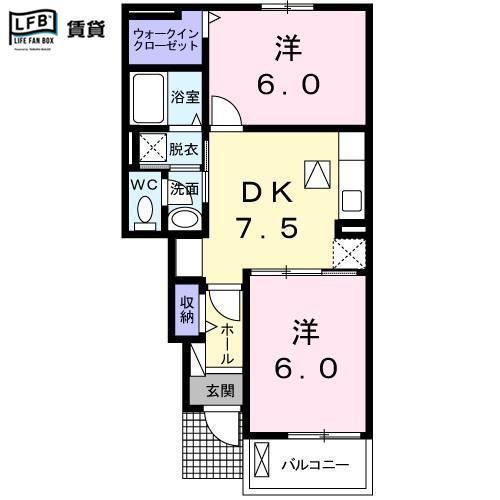 サンアリエッタ I(2DK/1階)の間取り写真