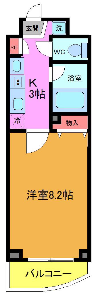 SKガーデン葛西V(1K/9階)の間取り写真