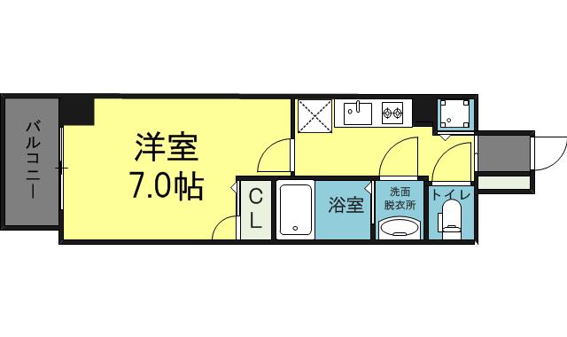 スワンズシティ難波ノーブル(1K/10階)の間取り写真