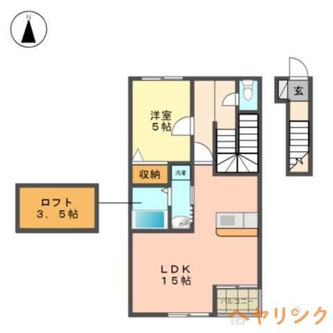 砂子の家 B棟(1LDK/2階)の間取り写真