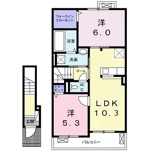テンガーラ(2LDK/2階)の間取り写真