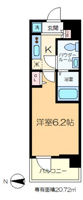 SHOKEN RESIDENCE亀有(1K/14階)の間取り写真