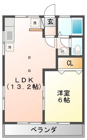 天王台カオル(1LDK/1階)の間取り写真