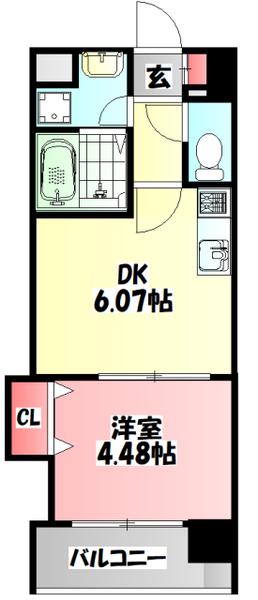 ドゥエリング太子橋今市(1DK/3階)の間取り写真