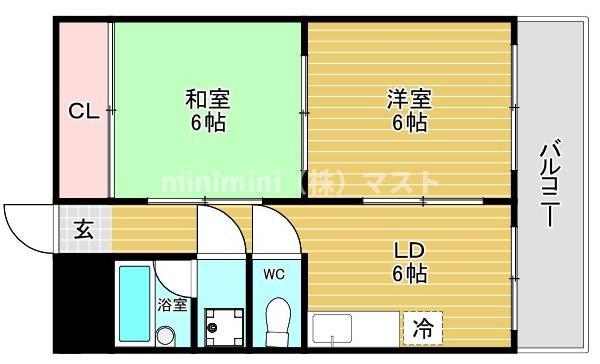 上垣第三ビル(2DK/7階)の間取り写真