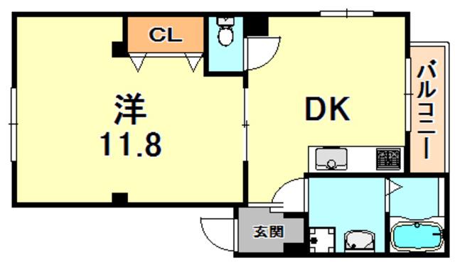 楠町タムラビル(1DK/2階)の間取り写真
