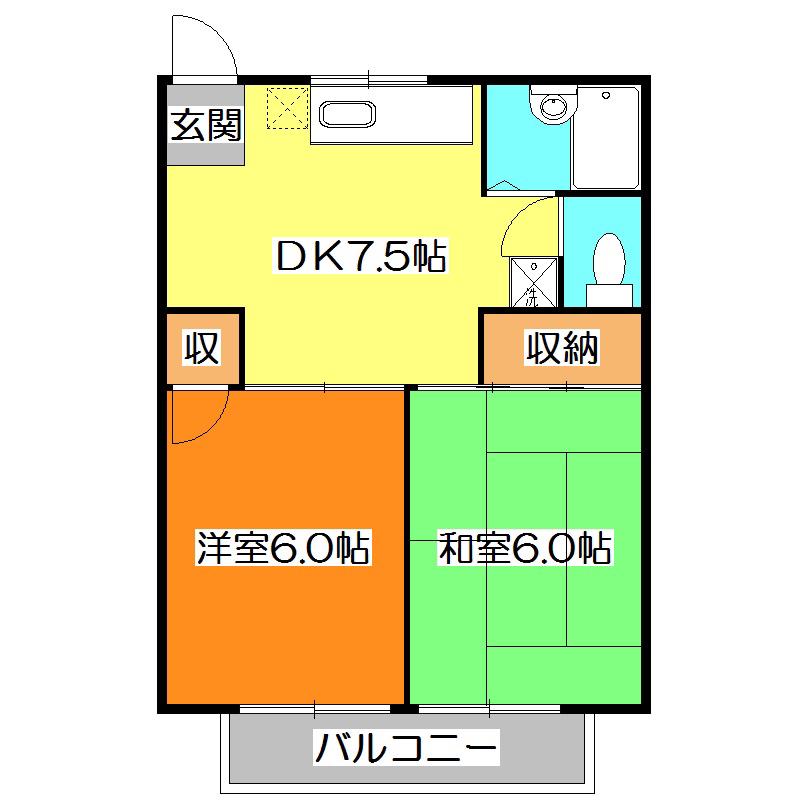 ハイツたかはし(2DK/2階)の間取り写真