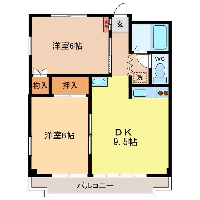 サリチェカーサ(2DK/1階)の間取り写真