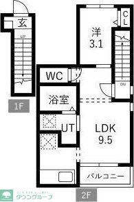 マックスレジデンシア荒巻(1LDK/2階)の間取り写真