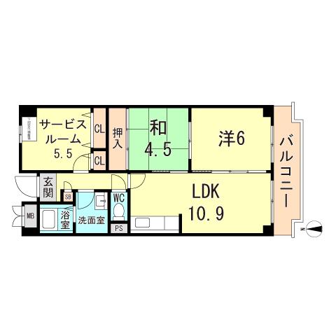オルテンシアKOBE(3LDK/3階)の間取り写真