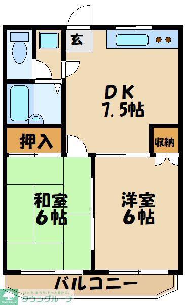 パークハイム片倉(2DK/4階)の間取り写真