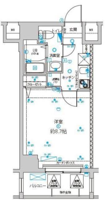 グランドパーク親水公園(1K/8階)の間取り写真