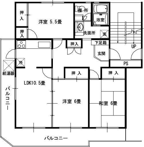 メゾンアールII(3LDK/4階)の間取り写真