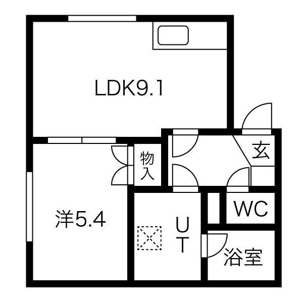 小室マンション(1LDK/2階)の間取り写真