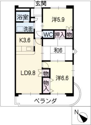 アーバン西岡崎(3LDK/4階)の間取り写真
