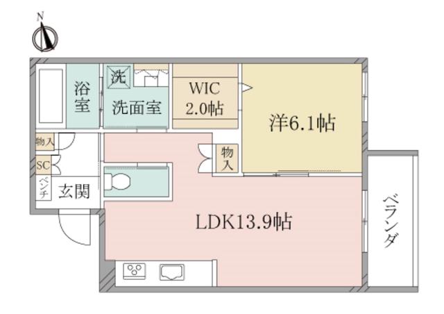 ヘーベルヴィレッジ高円寺北ルティルオプス高円寺(1LDK/2階)の間取り写真